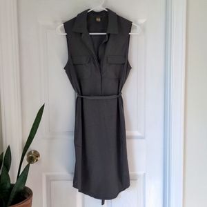 Eddie Bauer Travel Shirt Dress Sleeveless Wrinkle Free Gray